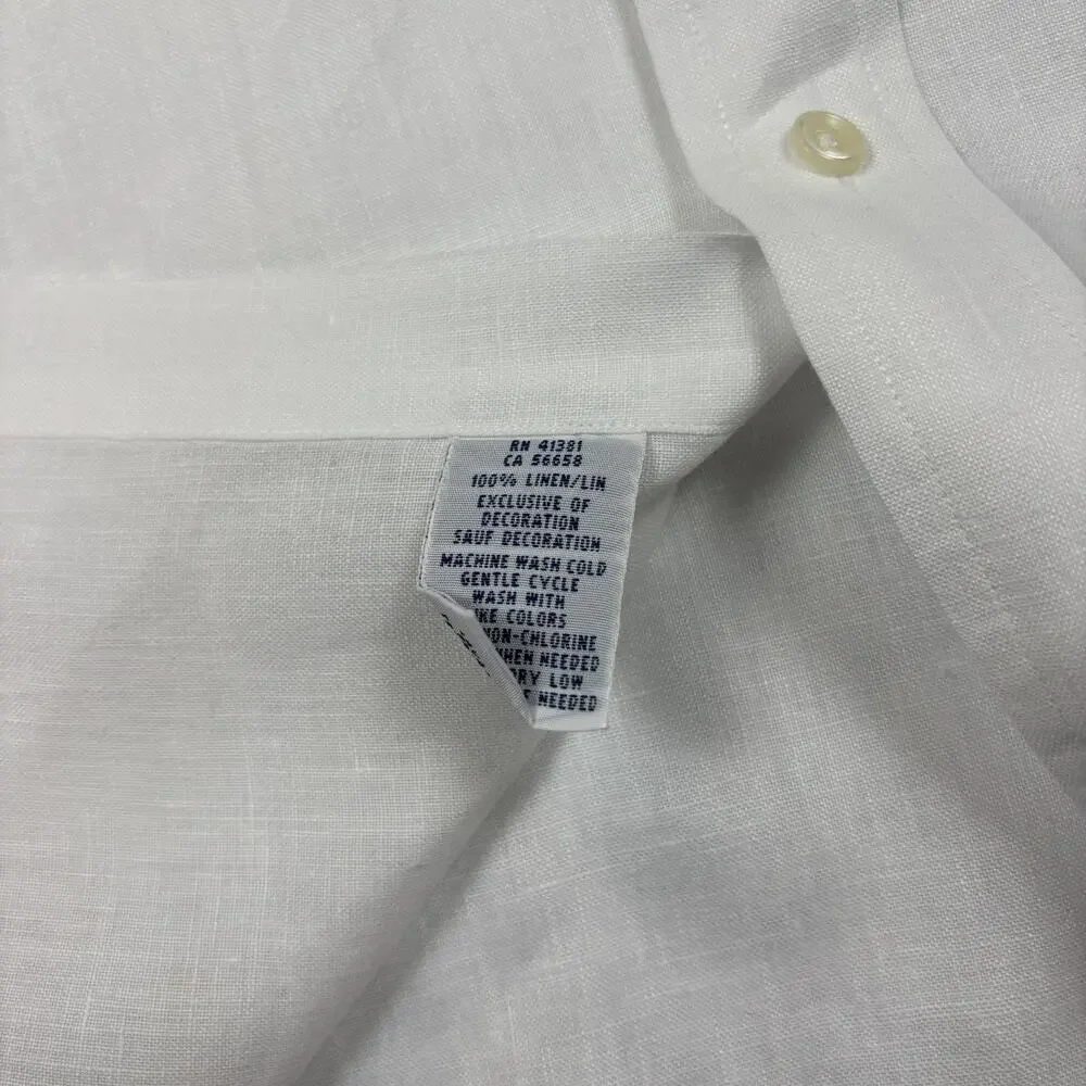 POLO RALPH LAUREN MEN'S CLASSIC FIT LINEN BUTTON DOWN SHIRT WHITE SIZE 2XL